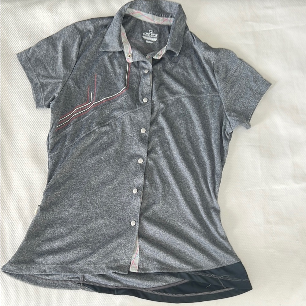 New Pearl Izumi Cycling Gray Short Sleeve Button-Up Shirt